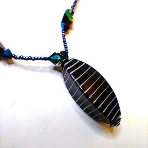 Natural Glass & Gem stone necklace with matching earrings.